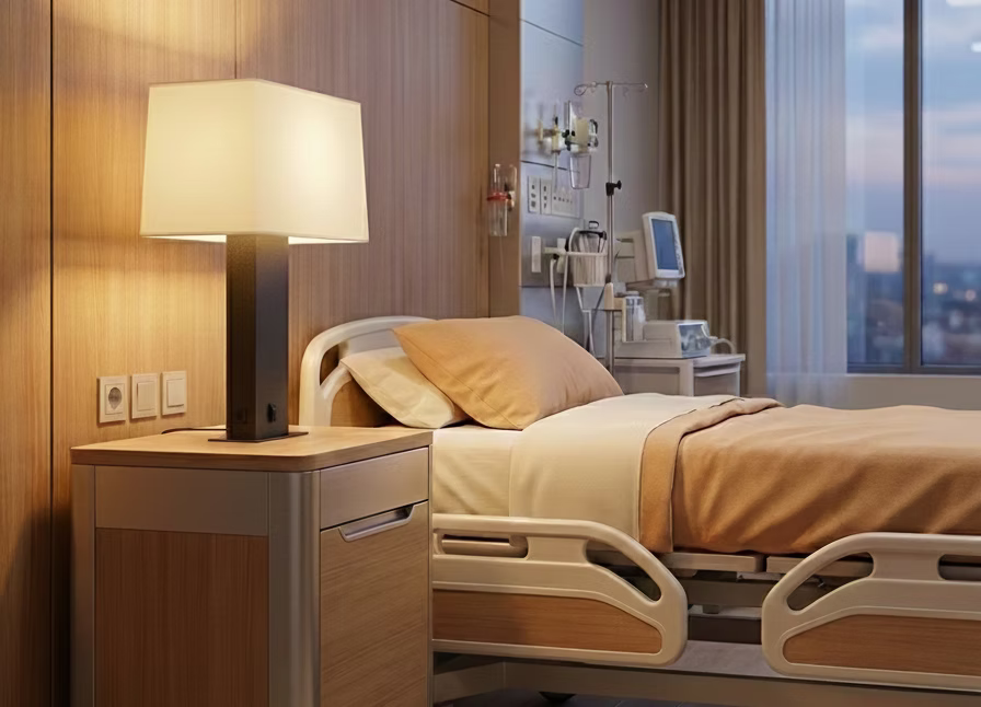 VA Medical Center room with JES lamp