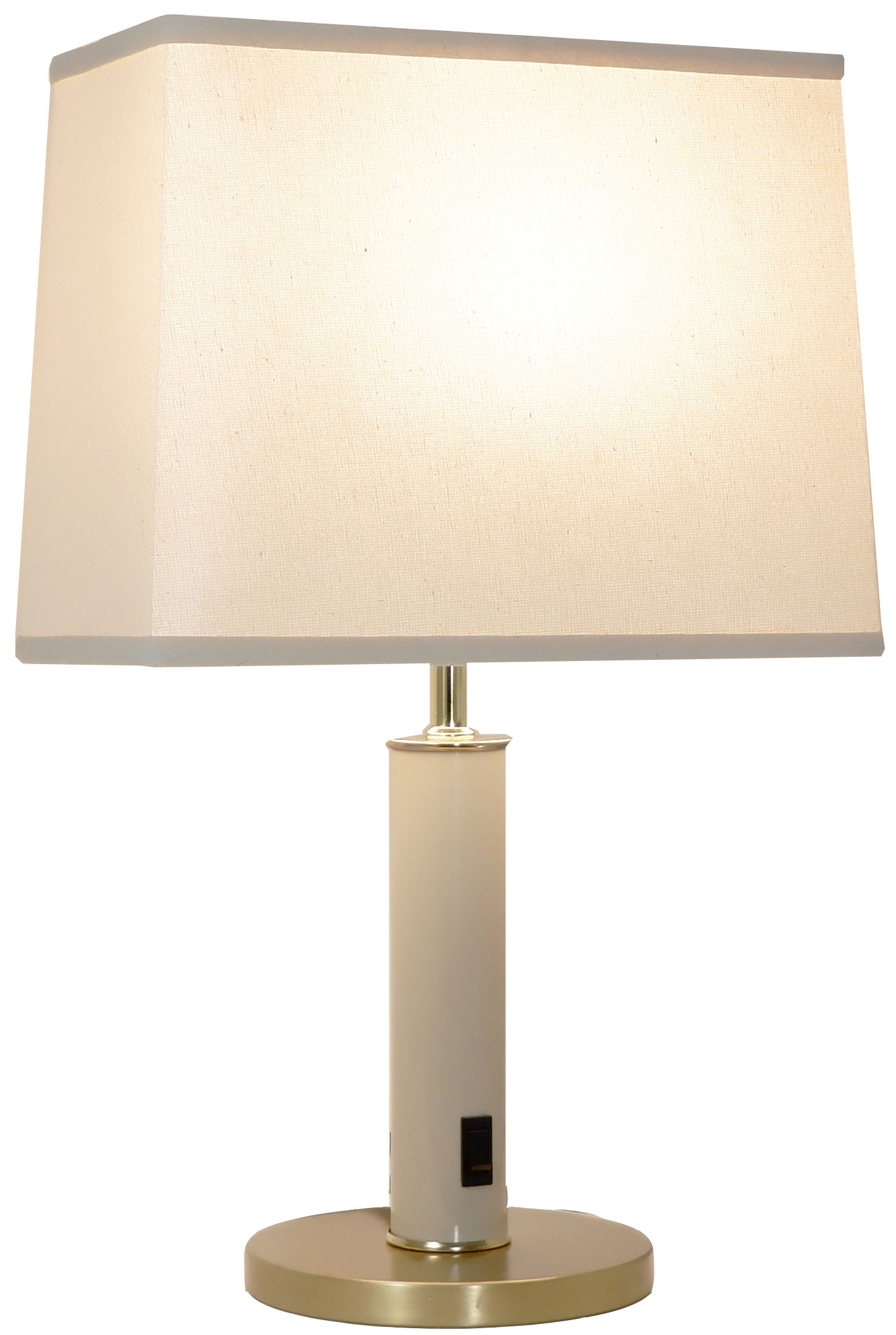 TriLam Rectangle, Cream, Satin Brass base, Brass accents